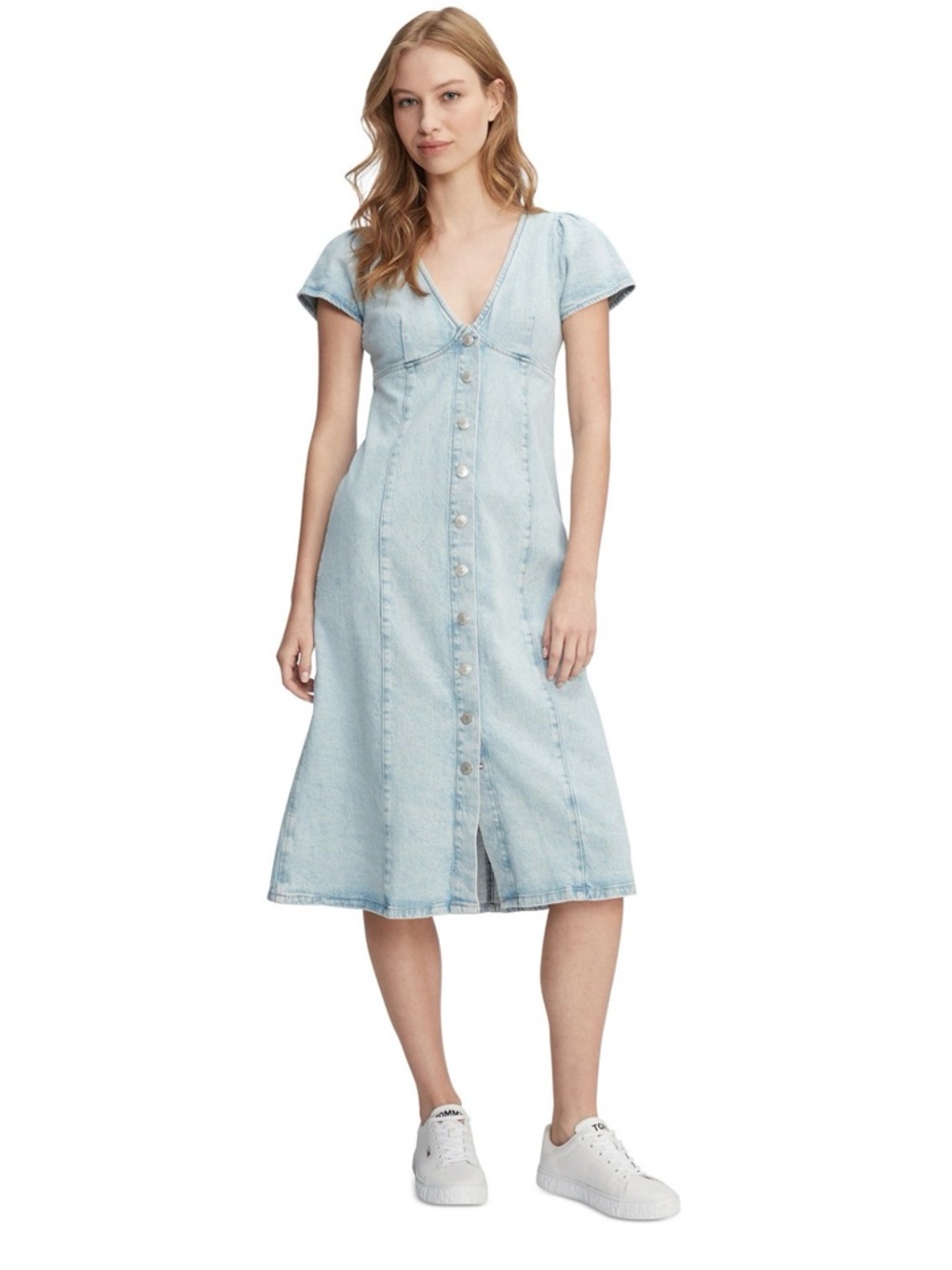 Tommy Hilfiger Light Wash Denim Midi Dress